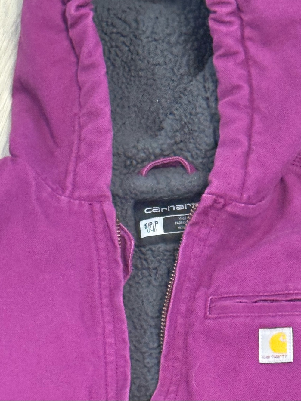 Carhartt Hooded Kids Jacket in Plum Size 7/8 Small - Picture 5 of 9